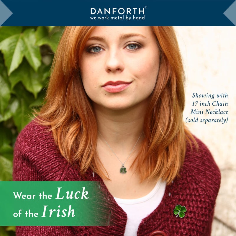 DANFORTH Four Leaf Clover Lapel Pin | Handcast Pewter Shamrock Lapel Pin, 3/4", Made in USA by Vermont Artisans | Lucky Irish Souvenir, St. Patricks Day Accessories - Image 3